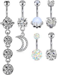 img 3 attached to 💎 Surgical Steel Diamond Belly Rings for Women - Vcmart Stainless Steel Navel Piercing Jewelry, 14G - Belly Button Rings, Navel Piercing Jewelry