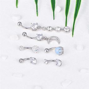 img 2 attached to 💎 Surgical Steel Diamond Belly Rings for Women - Vcmart Stainless Steel Navel Piercing Jewelry, 14G - Belly Button Rings, Navel Piercing Jewelry