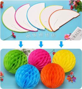 img 2 attached to 🎉 Vibrant Paper Party Decorations - Tissue Paper Flowers & Party Pom Poms with Swirl Streamers, High-Quality Material in Bright Colors, Hanging Décor for Birthday, Wedding, Bridal Shower, Bachelorette