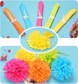 img 3 attached to 🎉 Vibrant Paper Party Decorations - Tissue Paper Flowers & Party Pom Poms with Swirl Streamers, High-Quality Material in Bright Colors, Hanging Décor for Birthday, Wedding, Bridal Shower, Bachelorette