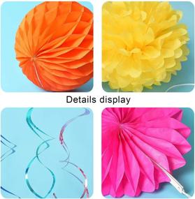 img 1 attached to 🎉 Vibrant Paper Party Decorations - Tissue Paper Flowers & Party Pom Poms with Swirl Streamers, High-Quality Material in Bright Colors, Hanging Décor for Birthday, Wedding, Bridal Shower, Bachelorette