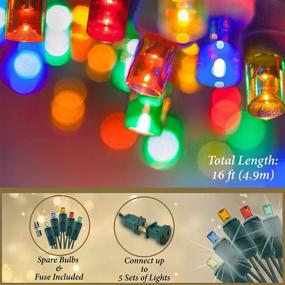 img 2 attached to 🎄 Holiday Essence 60 LED Mini Christmas Lights, Multicolor, High-Quality for Indoor & Outdoor Use - Energy-Saving LED Bulbs - Green Wire - UL Certified
