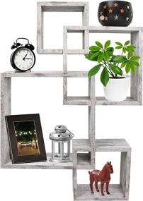 img 4 attached to 📚 Crafted Elegance: Greenco 4 Cube Intersecting Wall Mounted Floating Shelves in Rustic White Finish