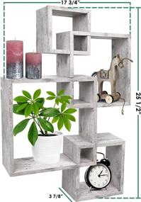 img 3 attached to 📚 Crafted Elegance: Greenco 4 Cube Intersecting Wall Mounted Floating Shelves in Rustic White Finish