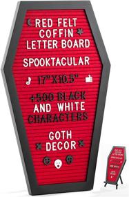 img 4 attached to 🧛 Spook-tacular Nomnu Red Felt Coffin Letter Board: Perfect Halloween Decor Message Board for a Spooky Twist!