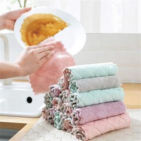 img 4 attached to Highly Efficient Microfiber Kitchen Dish Cloth Set - 15pc 🧽 Super Absorbent Tableware Cleaning Towels - Essential Kitchen Tools and Gadgets