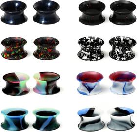 img 4 attached to 👂 WBRWP Ear Tunnels and Plugs - Double Flared Hollow Hard/Soft Silicone Ear Gauges - Body Piercing Jewelry Collection 8g-1" | Shop Now!