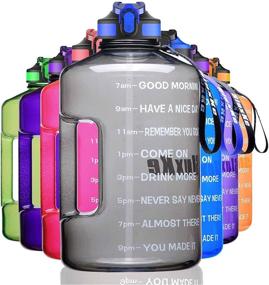 img 4 attached to 🥤 SLUXKE 1 Gallon Water Bottle: Time Marker, Straw, BPA Free, Leak Proof - Stay Motivated!