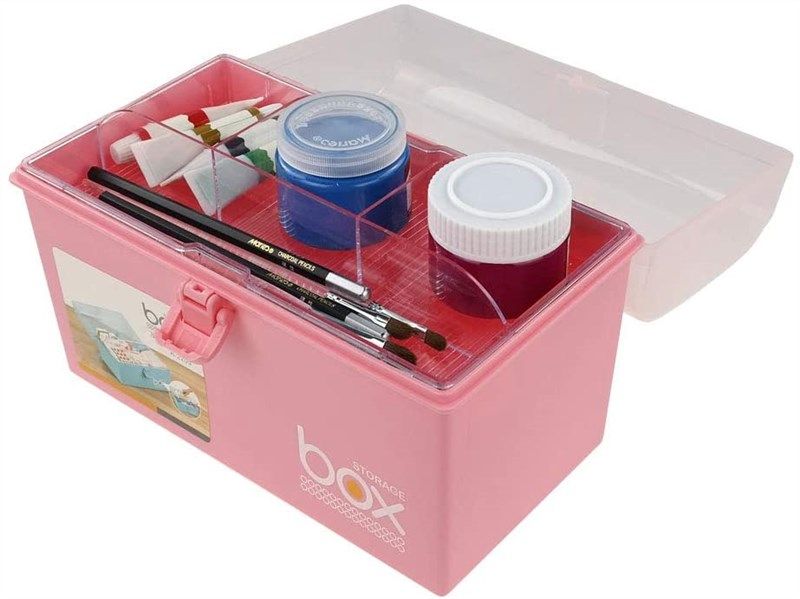 Pekky Plastic Small Handle Storage Box for Art Craft and Cosmetic (Pink) :  : Office Products