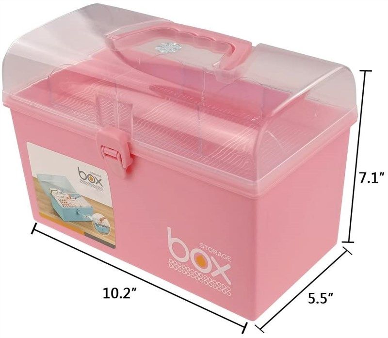 Pekky Plastic Small Handle Storage Box for Art Craft and Cosmetic (Pink) :  : Office Products