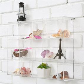 img 2 attached to 🔹 MyGift Wall Mounted Clear Acrylic Collectible Display Case: Showcase Your Mini Toys, Crystals, and Stones in Style with 12 Compartments