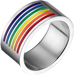 img 4 attached to 🌈 Nylry Rainbow LGBT Pride Ring: Stainless Steel Enamel Band for Lesbian & Gay Weddings