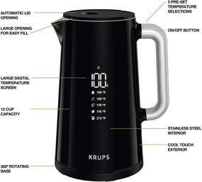 img 3 attached to ☕️ KRUPS BW801852 Smart Temp Digital Kettle with Full Stainless Steel Interior, Safety Shutoff, 1.7-Liter Capacity, in Black