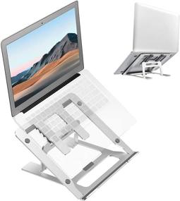 img 4 attached to 💻 Ditucu Metal Laptop Stand for Desk: Foldable Portable Small Computer Table Tray Mount - Gray