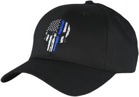 img 3 attached to 🧢 Mid Profile Hat - Thin Blue Line Skull USA Flag - Fantastic Tees