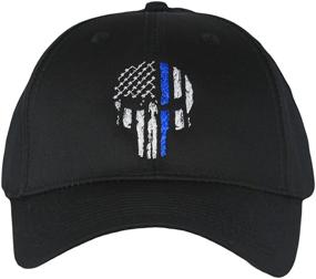 img 2 attached to 🧢 Mid Profile Hat - Thin Blue Line Skull USA Flag - Fantastic Tees