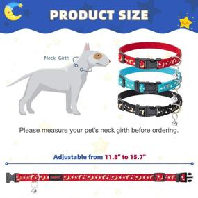 img 3 attached to 🌟 BINGPET Luminous Dog Collar with Bell 3 Pack - Adjustable Soft Pet Puppy Collar featuring Star and Moon Patterns, Ideal for Small and Medium Dogs, Glow in the Dark