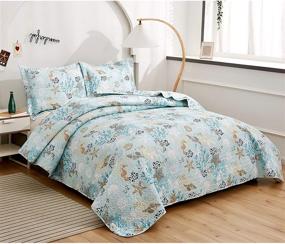 img 2 attached to Bedspread Starfish Seahorse Coverlet Blanket