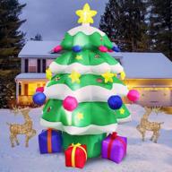 🎄 bunny chorus giant christmas inflatable tree decorations with led lights – 8 ft outdoor blow up yard decorations clearance for holiday party yard garden logo