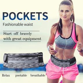 img 3 attached to 🏃 Adjustable Running Belt Fanny Pack with Headphone Hole - Sports Waist Bag for Running, Jogging, Hiking, Cycling & Climbing - Phone and Money Holder