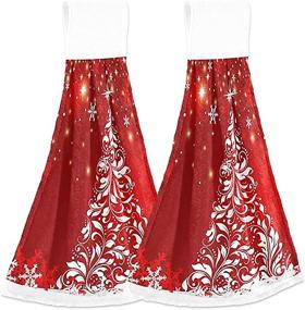 img 4 attached to 🎄 Boccsty Christmas Tree Snowflake Hanging Kitchen Towels: Festive Winter Hand Towels for Bathroom and Bar, 2 Pcs Set