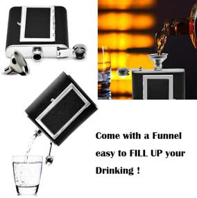 img 2 attached to 🥃 Sunnyac Stainless Steel Hip Flask, Leak-proof Hidden Flask with Cigarette Case and Leather Wrapped Cover - Includes Funnel and White Gift Box (6 Ounce), Black