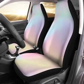 img 3 attached to 🎨 Watercolor Girly Ombre Blue Car Seat Covers: Gradient Iridescent Pastel Color - Set of 2 Universal Fit Auto Accessories Protectors for Car Truck SUV