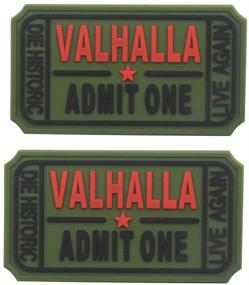 img 3 attached to 🎟️ Admit One to Valhalla: Homiego Ticket for Historic Rebirth - Tactical Green Morale Badge with Rubber Hook Backing Patch (Set of 2)