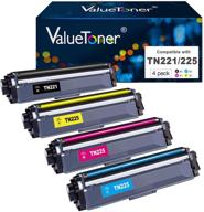 🖨️ high-quality valuetoner tn221 tn225 compatible toner cartridge set for brother hl-3140cw hl-3170cdw hl-3180cdw mfc-9130cw printer (black, cyan, magenta, yellow, 4 pack) logo
