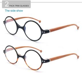 img 3 attached to Round Blue Light Blocking Reading Glasses for Women and Men - 2 Pack with 2 Cases