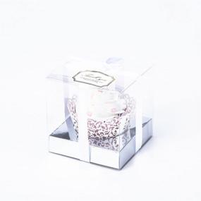 img 4 attached to 🎁 Charming Clear Plastic Cupcake Box with Gift Ribbon, Lovely Stickers, and Silver Inserts - 12 Sets, Perfect Wedding Party Favor Boxes, 3.5 Inch Size