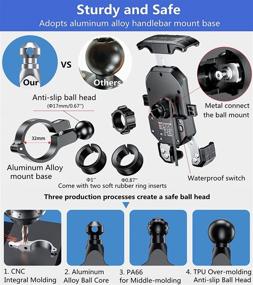 img 1 attached to 📱 KEWIG Motorcycle Phone Mount: 15W Wireless & USB C 20W Fast Charger with Aluminum Alloy Base - Fits 4''-7'' Cellphones