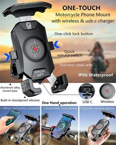img 3 attached to 📱 KEWIG Motorcycle Phone Mount: 15W Wireless & USB C 20W Fast Charger with Aluminum Alloy Base - Fits 4''-7'' Cellphones