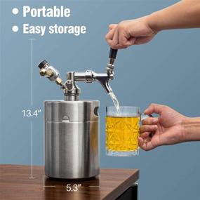 img 1 attached to 🍺 TMCRAFT 64oz Pressurized Mini Keg Growler: Portable Stainless Steel Home Keg Kit System with Co2 Regulator for Fresh Craft Beer