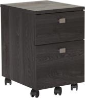 stylish and convenient: south shore 2-drawer mobile file cabinet in gray oak - easy-to-move casters логотип