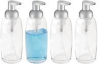 🧼 mdesign glass foaming soap dispenser pump bottle - 4 pack clear/silver for bathroom and kitchen logo