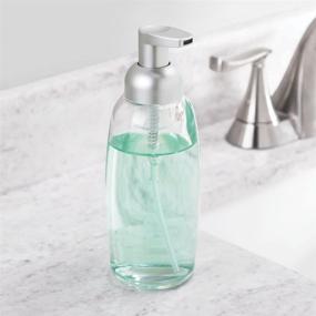 img 2 attached to 🧼 mDesign Glass Foaming Soap Dispenser Pump Bottle - 4 Pack Clear/Silver for Bathroom and Kitchen