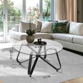 img 2 attached to ☕️ Modern Black Round Coffee Table with Glass Top & Metal Legs, 31.5-inch Accent Cocktail Tea Table for Living Room