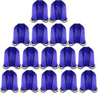 🎒 набор рюкзаков на шнурке - рюкзаки с мешками на завязках и прочными нейлоновыми шнурками в синем цвете (16 штук) логотип