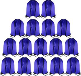 img 4 attached to 🎒 Набор рюкзаков на шнурке - рюкзаки с мешками на завязках и прочными нейлоновыми шнурками в синем цвете (16 штук)