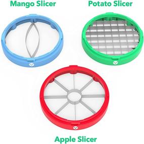 img 1 attached to 🍎 Vremi 3 in 1 Apple Slicer, Potato Slicer and Mango Slicer - Interchangeable Stainless Steel Blades, 8 Apple Wedge Slices or 36 Potato Slices, Perfect for French Fries