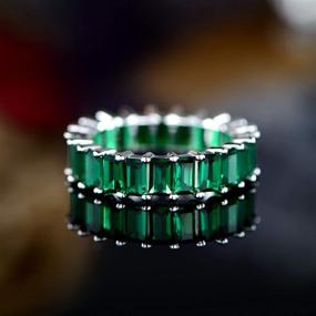 img 2 attached to Pori Jewelers 925 Sterling Silver Eternity Emerald Cut 💍 Created Gemstone Ring - A Stunning Piece of Timeless Elegance