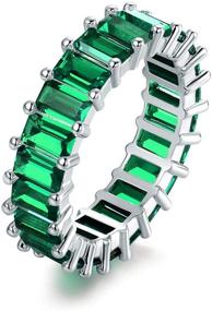 img 3 attached to Pori Jewelers 925 Sterling Silver Eternity Emerald Cut 💍 Created Gemstone Ring - A Stunning Piece of Timeless Elegance