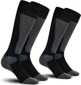 img 4 attached to ❄️ Winter Performance Ski Socks: 2 Pairs of Merino Wool & Volcanic Rock Fiber for Skiing, Snowboarding & Cold Weather