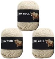 🧶 soft cashmere blend yak wool yarn: 300g worsted thread for diy sweater, scarf, gloves – beige logo