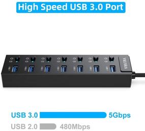img 3 attached to 🔌 VKUSRA USB 3.0 HUB - 7-Port Splitter with On/Off LED Switch, 1 USB Charging Port (1.9 Feet Cable) for iMac Pro, MacBook Air, Mac Mini/Pro, and More