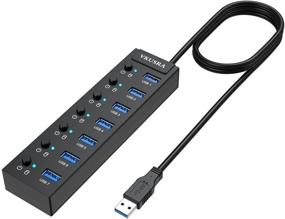 img 4 attached to 🔌 VKUSRA USB 3.0 HUB - 7-Port Splitter with On/Off LED Switch, 1 USB Charging Port (1.9 Feet Cable) for iMac Pro, MacBook Air, Mac Mini/Pro, and More