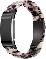 wongeto resin band bracelet for fitbit charge 2 - fashionable, unisex resin wristband compatible with fitbit charge 2 hr (flower grey) logo