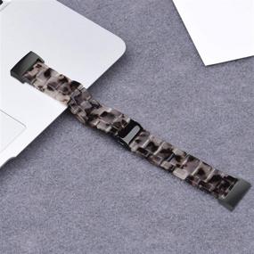 img 2 attached to Wongeto Resin Band Bracelet for Fitbit Charge 2 - Fashionable, Unisex Resin Wristband Compatible with Fitbit Charge 2 HR (Flower Grey)