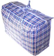 👜 spacious checkered storage laundry shopping bags with secure zipper & handles - jumbo size 27"x25"x5" (set of 6) logo